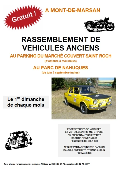 Rassemblement Mensuel Autos Motos à Mont de Marsan