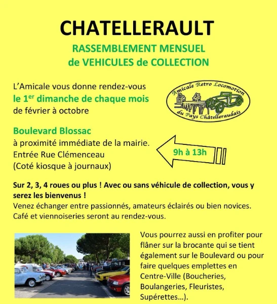 Rassemblement Mensuel de Véhicules de Collection à Châtellerault
